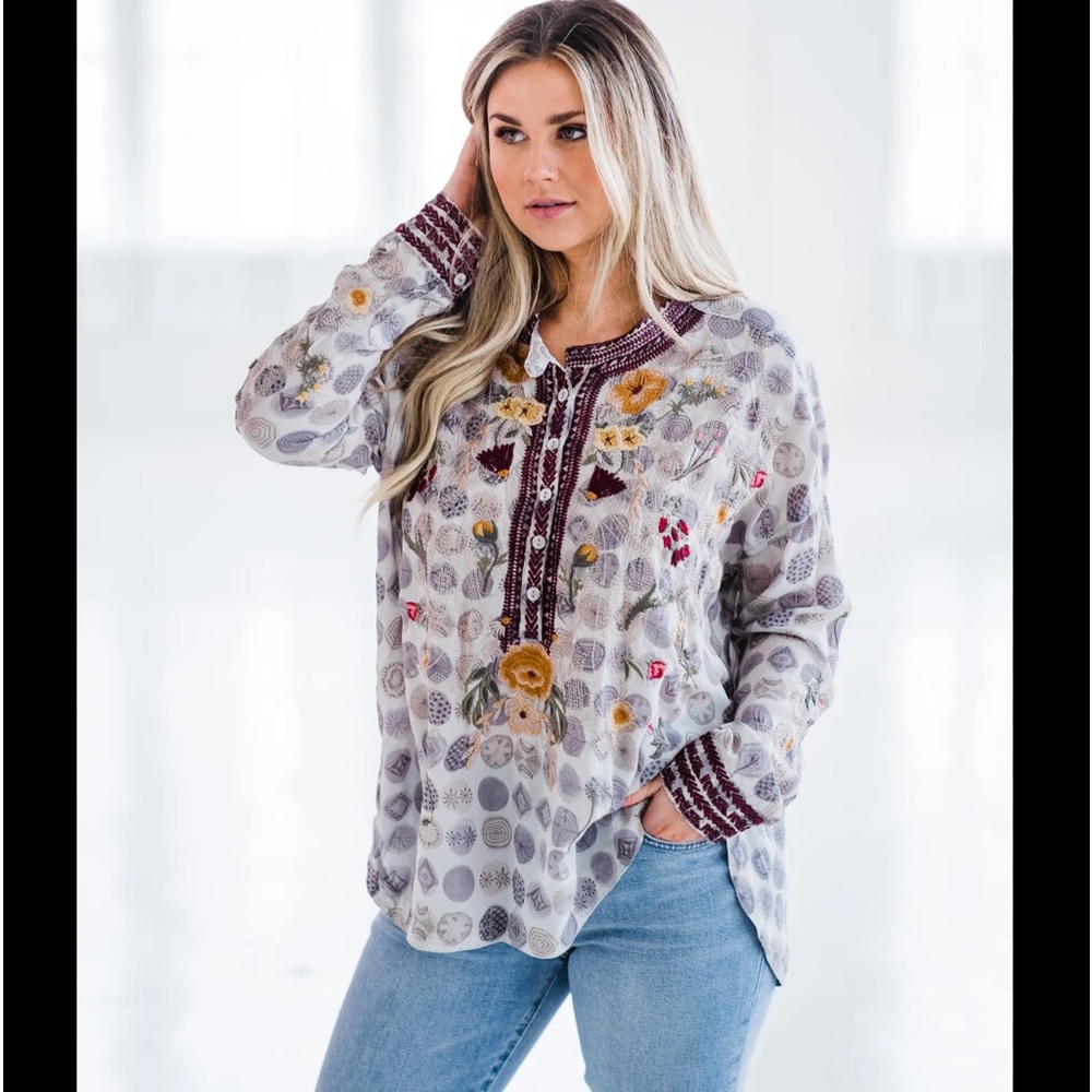 Johnny Was Jessabella Blouse NWT Size Large Peasant Top~ New With Tags~ Was $398